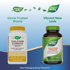 Nature's Way Calcium Citrate label details the blend of citrate, malate, and carbonate