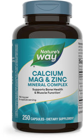 Nature's Way calcium magnesium zinc bottle front supports bone health