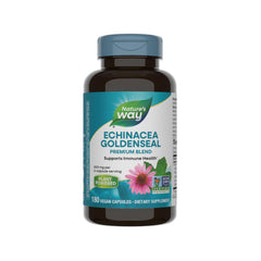 Nature's Way Echinacea Goldenseal bottle with capsules for immune support.