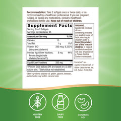 Nature's Way Energizing Iron label closeup shows 8 mg iron and B12 for red blood cells