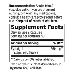 Nature's Way Eyebright bottle label highlighting herbal ingredients