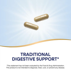 Nature's Way Fenu-Thyme capsules pouring to illustrate daily digestive support.