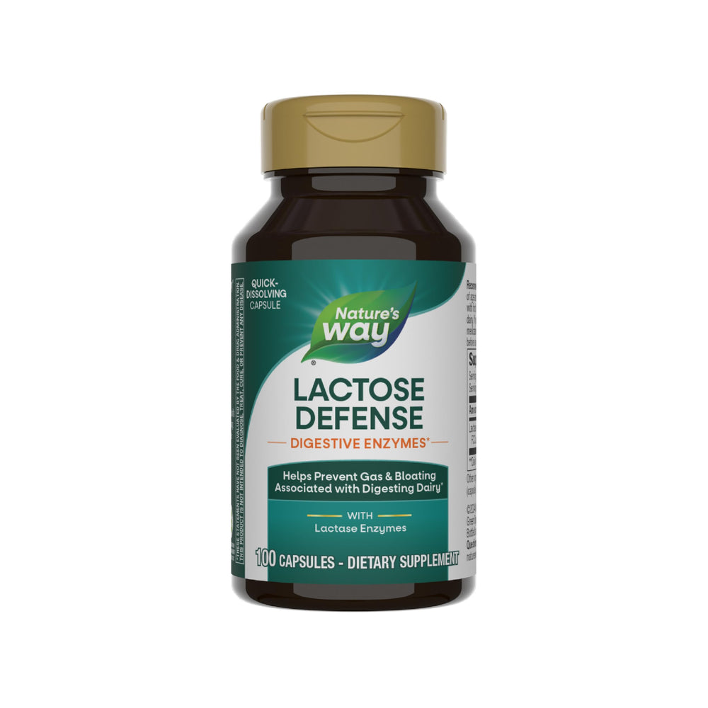 Nature's Way Lactose Defense bottle with capsules supports dairy digestion