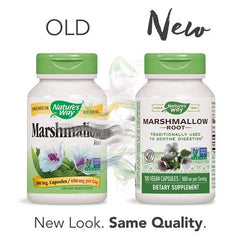 Close-up of Nature's Way Marshmallow Root capsules for easy daily dosing