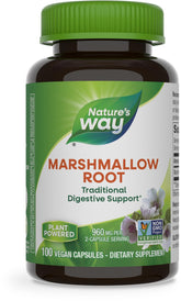 Nature's Way Marshmallow Root capsules with bottle for traditional digestive support.