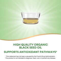 Close-up of Nature's Way Organic Black Seed Oil label showing branding