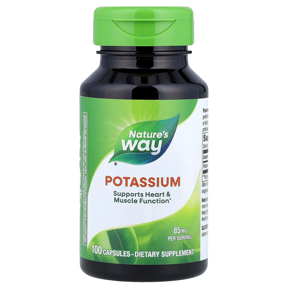 Nature's Way Potassium Chelate Complex capsules in a gluten-free bottle for clean daily supplementation.