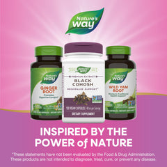 Nature's Way Premium Black Cohosh label detail emphasizes non-GMO verification and quality ingredients