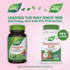 Nature's Way Raspberry Leaf label showing 640 mg per serving.