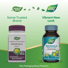 Nature's Way Rhodiola Premium Extract label close-up highlighting standardization.