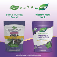 Nature's Way Sambucus elderberry extract label emphasizes organic sourcing
