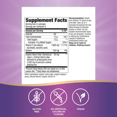 Close-up of elderberry extract in Sambucus lozenges highlighting antioxidant-rich ingredient.
