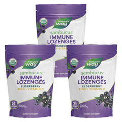 Nature's Way Sambucus immune lozenges pack front for on-the-go immune support.