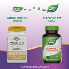 Nature's Way vegan gluten-free vitamin C label communicates clean supplement promise.