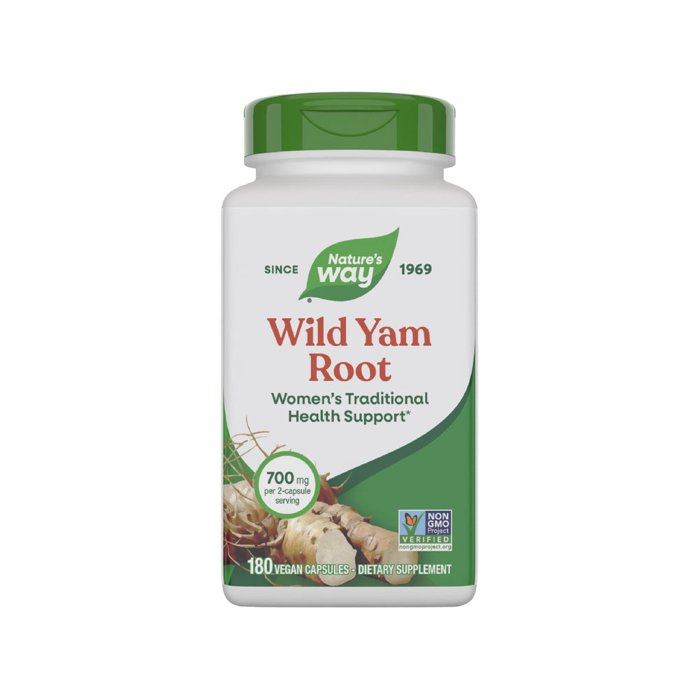 Nature's Way Wild Yam Root bottle with capsules for daily wellness support