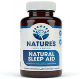 Natures Wellness Premium Sleep Aid bottle on a nightstand for restful nights