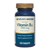 Nature's Wonder B12 timed-release tablet closeup showing steady energy support