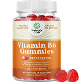 Natures Craft B6 gummies bottle pour, convenient daily supplement for energy and mood support