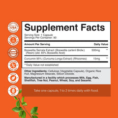 Natures Craft Boswellia Turmeric capsules closeup highlighting 500 mg formula for joints