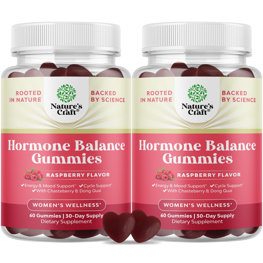 Natures Craft Hormone Balance Gummies bottle promoting mood and energy.