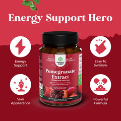 Natures Craft pomegranate packaging label emphasizes premium ingredients.