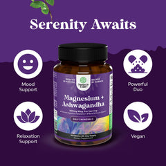 Natures Craft Pure Calm ashwagandha-boosted label closeup illustrating adaptogenic blend for stress resilience.