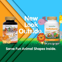Nature's Plus Animal Parade animal-shaped tablets make routine vitamins fun for children.