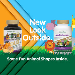 NaturesPlus Animal Parade Gold animal shaped chews loved by children.