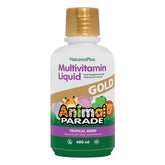 NaturesPlus Animal Parade Gold liquid bottle front shows tropical berry flavor for daily immune support.