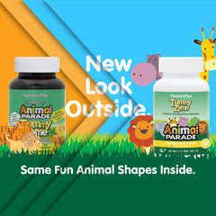NaturesPlus Animal Parade Tummy Zyme animal-shaped tablets make digestion feel fun.