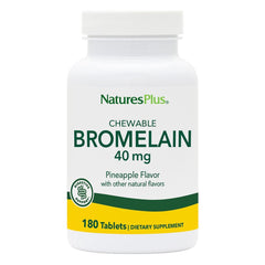 NaturesPlus chewable bromelain 40 mg tablets in a bottle for daily convenience