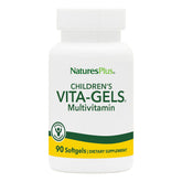 NaturesPlus Children's Vita-Gels bottle with kid-friendly multivitamins in gluten-free capsules.