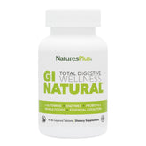 Nature's Plus GI Natural bottle label highlighting probiotic blend for digestive support