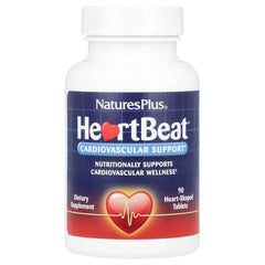 NaturesPlus Heartbeat bottle front showing vegan tablets for daily wellness.