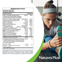 NaturesPlus Hema-Plex Iron cofactors graphic highlights vitamin C and bioflavonoids.