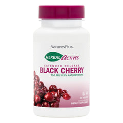 NaturesPlus Herbal Actives Black Cherry bottle with extended-release tablets for daily antioxidant support