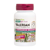 NaturesPlus Herbal Actives Valerian 600mg extended-release tablets bottle for nighttime relaxation.