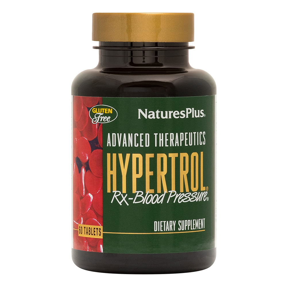 NaturesPlus Hypertrol Rx bottle with tablets for blood pressure support