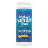 NaturesPlus KalmAssure magnesium powder orange tub front for daily relaxation.