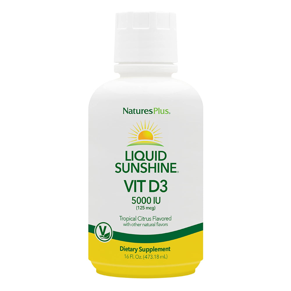 NaturesPlus Liquid Sunshine D3 bottle for easy daily vitamin D intake.