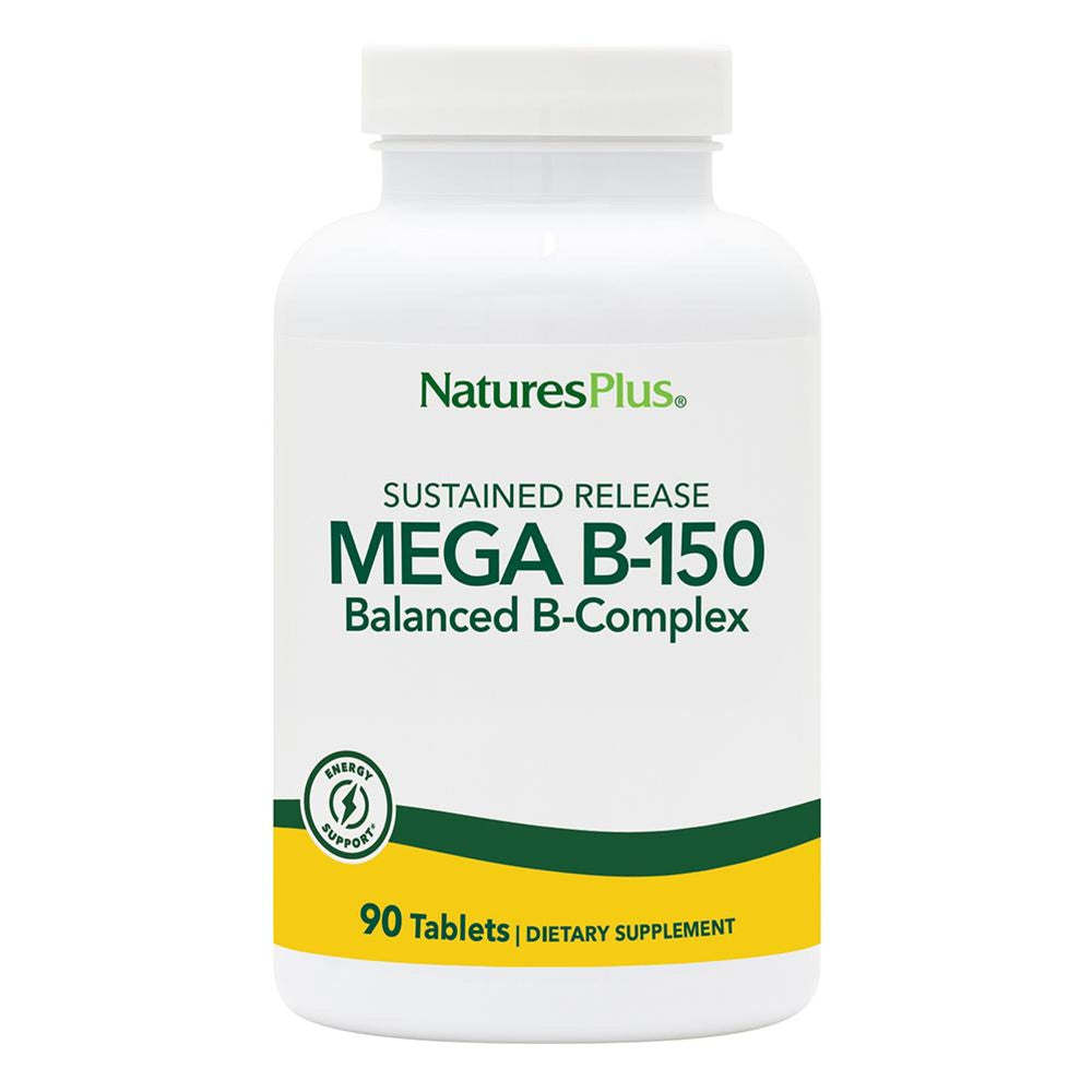 NaturesPlus Mega B-150 Complex bottle promoting steady daily energy