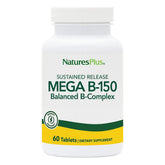 NaturesPlus Mega B-150 bottle front view highlighting branding and label for informed use
