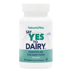 NaturesPlus Say Yes to Dairy bottle front with 50 chewables for dairy digestion