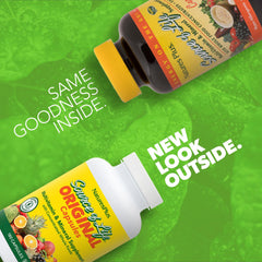 NaturesPlus Source of Life bottle back view showing gluten-free vegetarian formula.