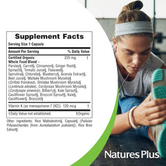 NaturesPlus Source of Life Garden vegan gluten-free badge signals dietary compatibility.