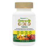 NaturesPlus Source of Life Gold bottle label showing vegetarian and gluten-free formula.