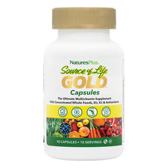 NaturesPlus Source of Life Gold bottle shows a complete multivitamin for daily energy support
