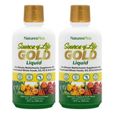 NaturesPlus Source of Life Gold Liquid bottle front supports daily energy potential.