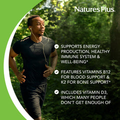 NaturesPlus Source of Life Gold Liquid label close-up highlighting ingredients and vitamins.