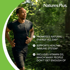 NaturesPlus Source of Life label close-up noting vitamin D3 inclusion.